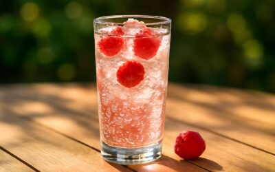 Crunchy berry refreshment: raspberry flavoured sparkling water that sparkles with joy