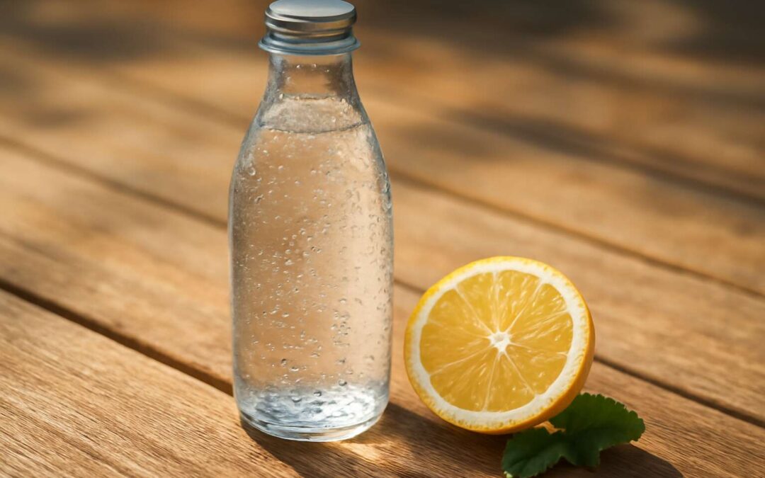 Elevate your sip with sparkling water in glass bottle: a crisp, refreshing choice.